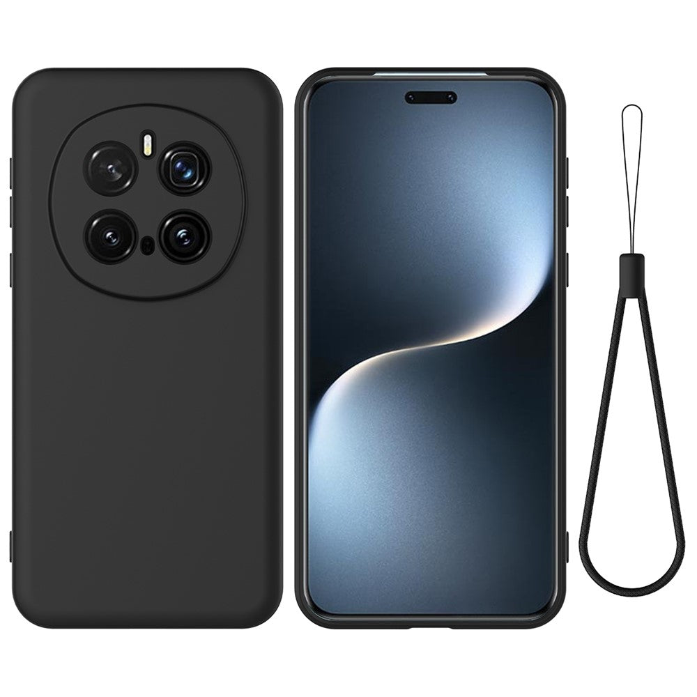 For Honor Magic7 Pro 5G Liquid Silicone Case Phone Back Cover with Hand Strap