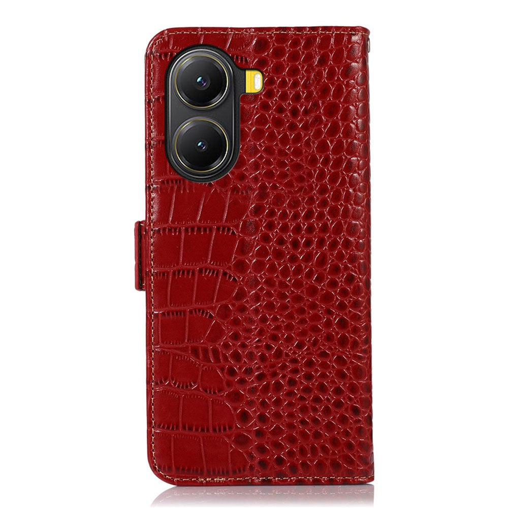 For Xiaomi Poco X7 Pro 5G Case Wallet Crocodile Texture Genuine Cow Leather Phone Cover