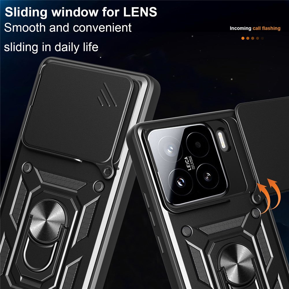 For Xiaomi 15 Case with Slide Camera Lid PC + TPU Kickstand Phone Cover