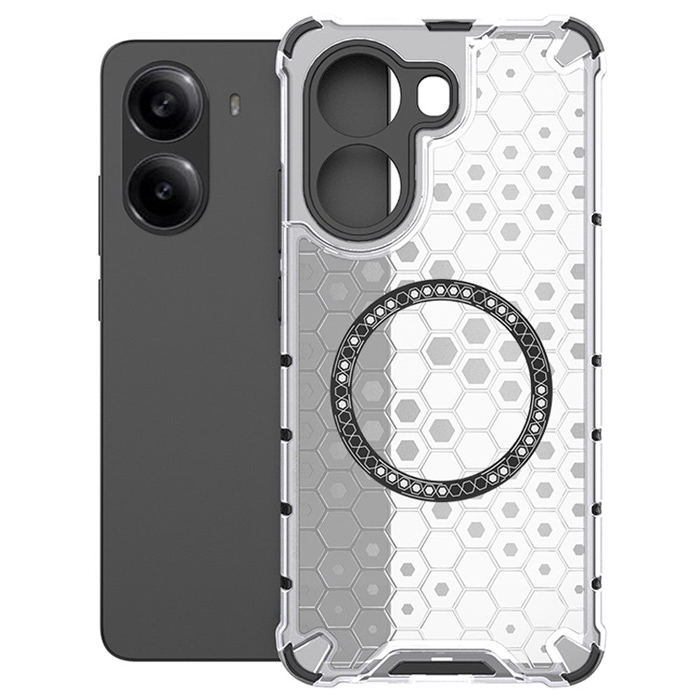 For Xiaomi Poco X7 Pro 5G  /  Redmi Turbo 4 5G Magnetic Case Honeycomb Design TPU + PC Phone Cover