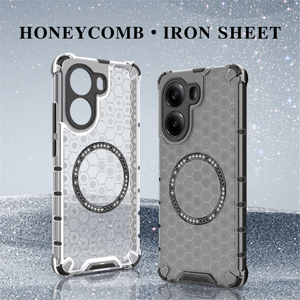 For Xiaomi Poco X7 Pro 5G  /  Redmi Turbo 4 5G Magnetic Case Honeycomb Design TPU + PC Phone Cover