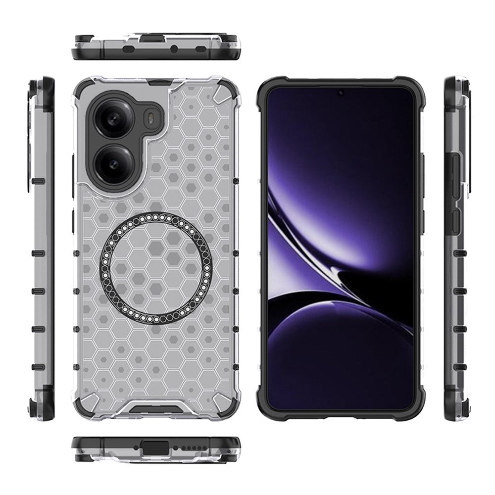 For Xiaomi Poco X7 Pro 5G  /  Redmi Turbo 4 5G Magnetic Case Honeycomb Design TPU + PC Phone Cover
