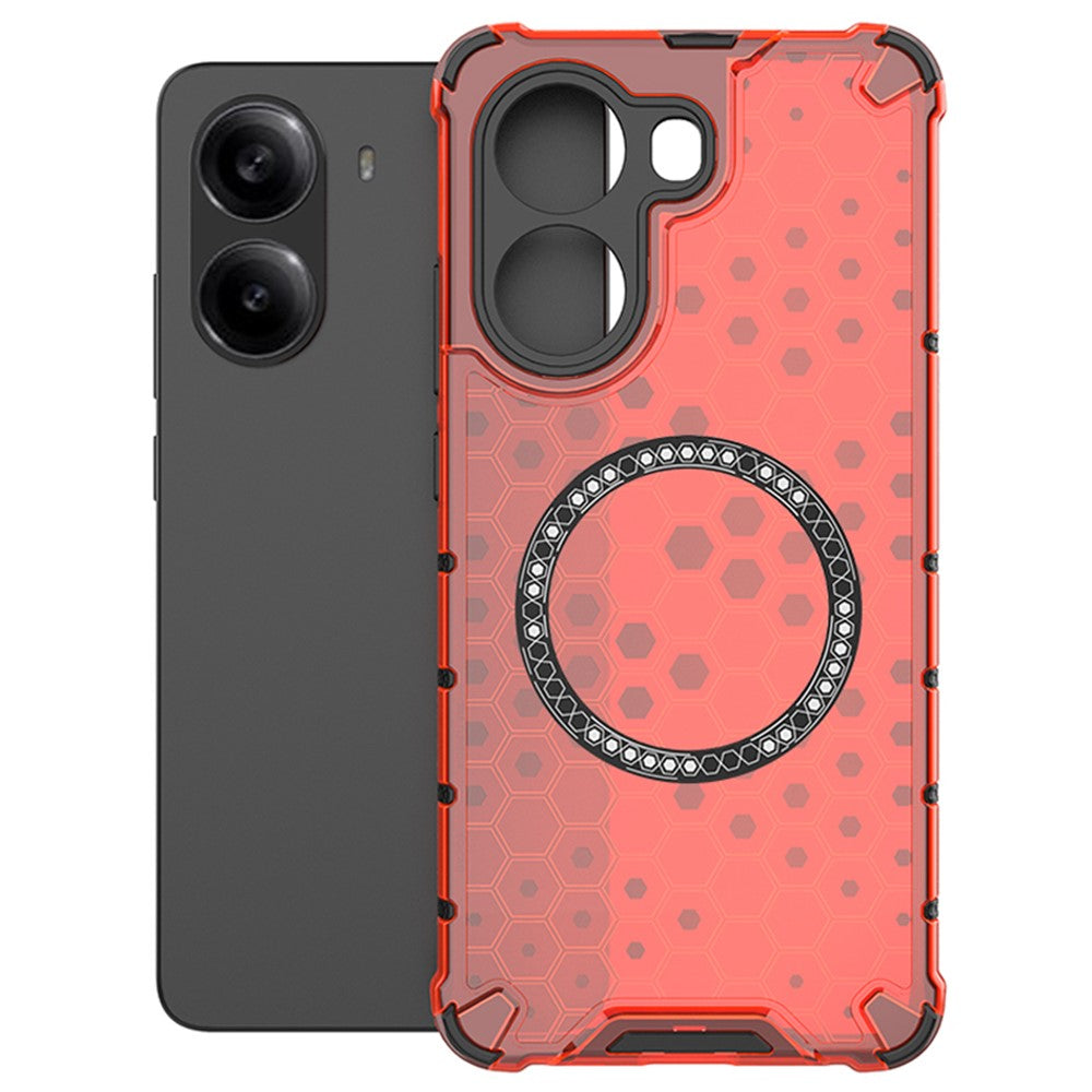 For Xiaomi Poco X7 Pro 5G  /  Redmi Turbo 4 5G Magnetic Case Honeycomb Design TPU + PC Phone Cover