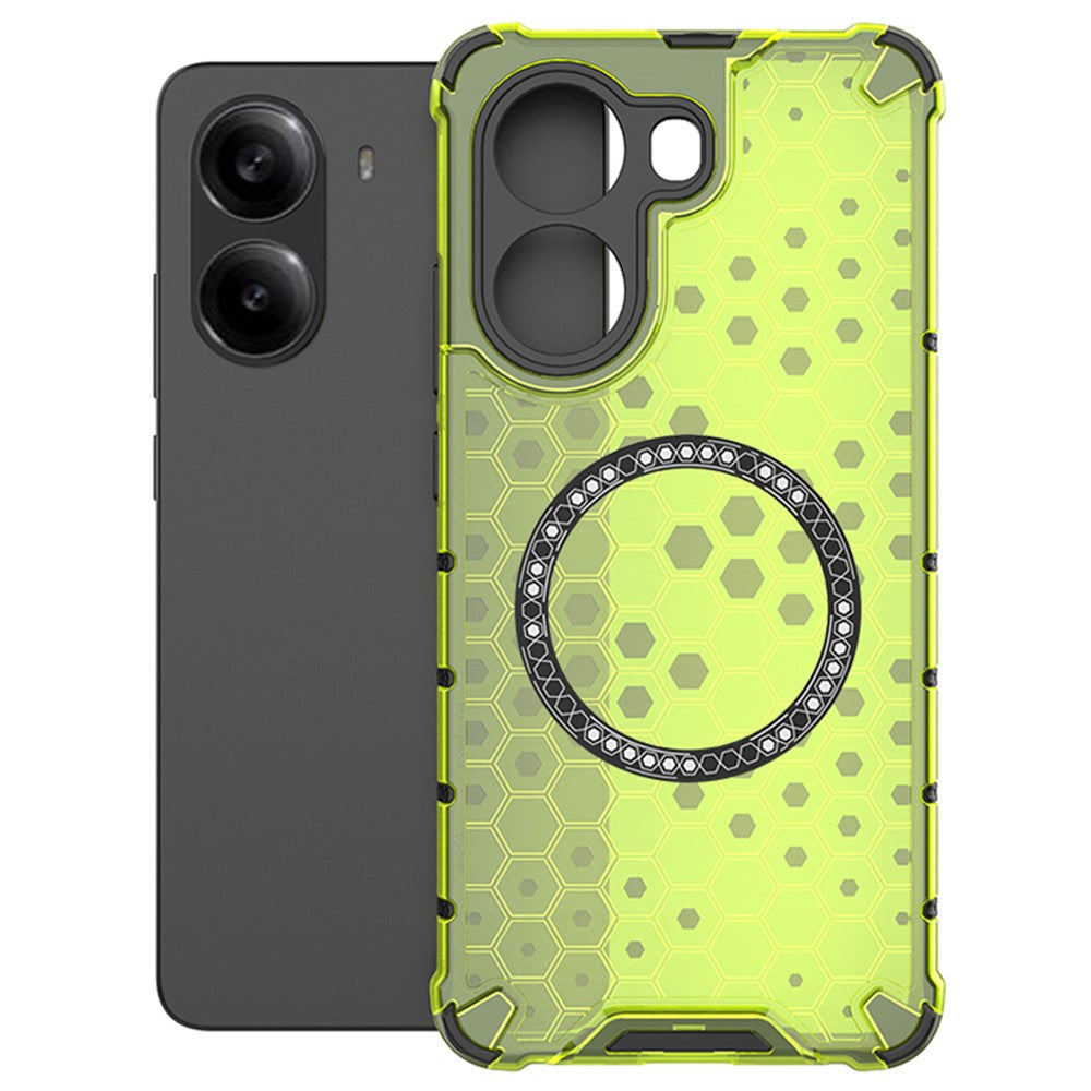 For Xiaomi Poco X7 Pro 5G  /  Redmi Turbo 4 5G Magnetic Case Honeycomb Design TPU + PC Phone Cover