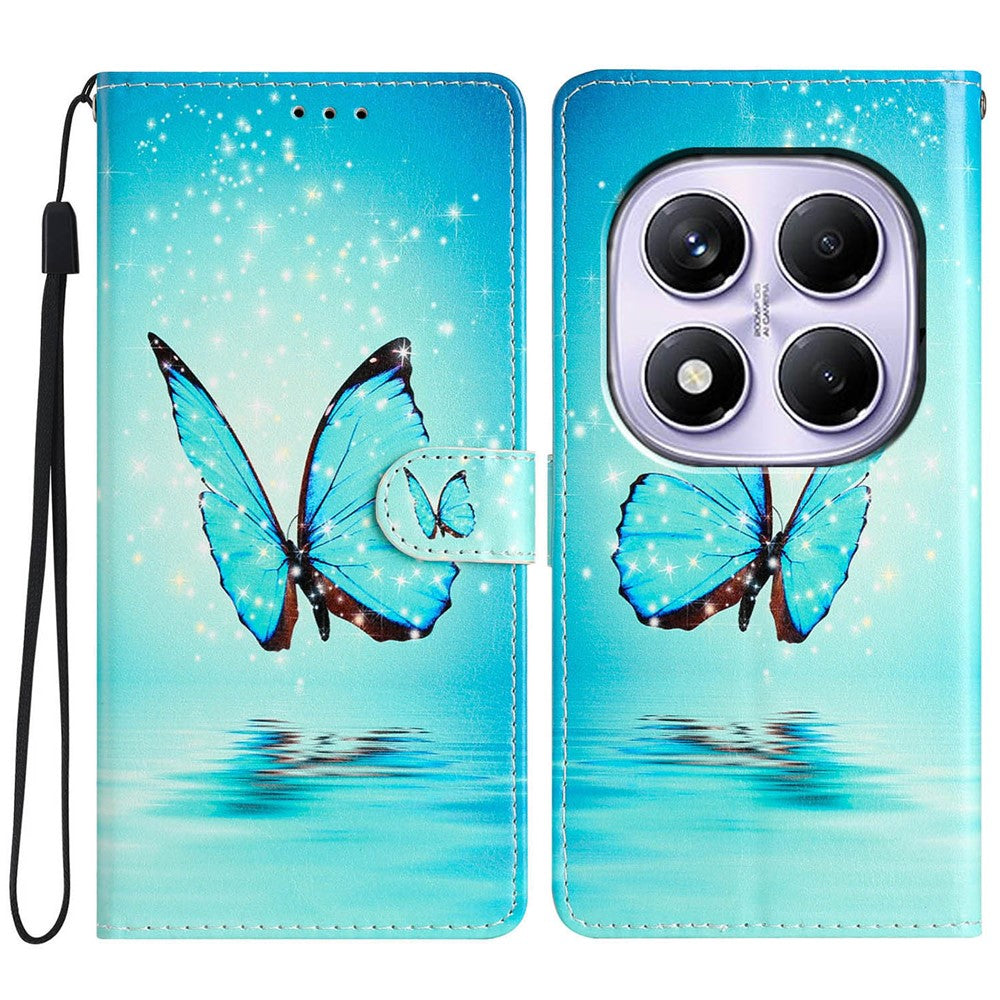For Xiaomi Redmi Note 14 Pro 4G Wallet Case PU Leather Pattern Printing Stand Phone Cover with Strap
