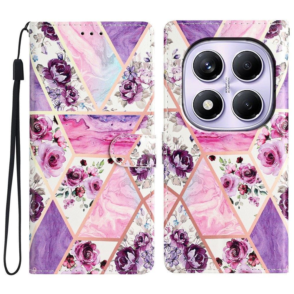 For Xiaomi Redmi Note 14 Pro 4G Wallet Case PU Leather Pattern Printing Stand Phone Cover with Strap