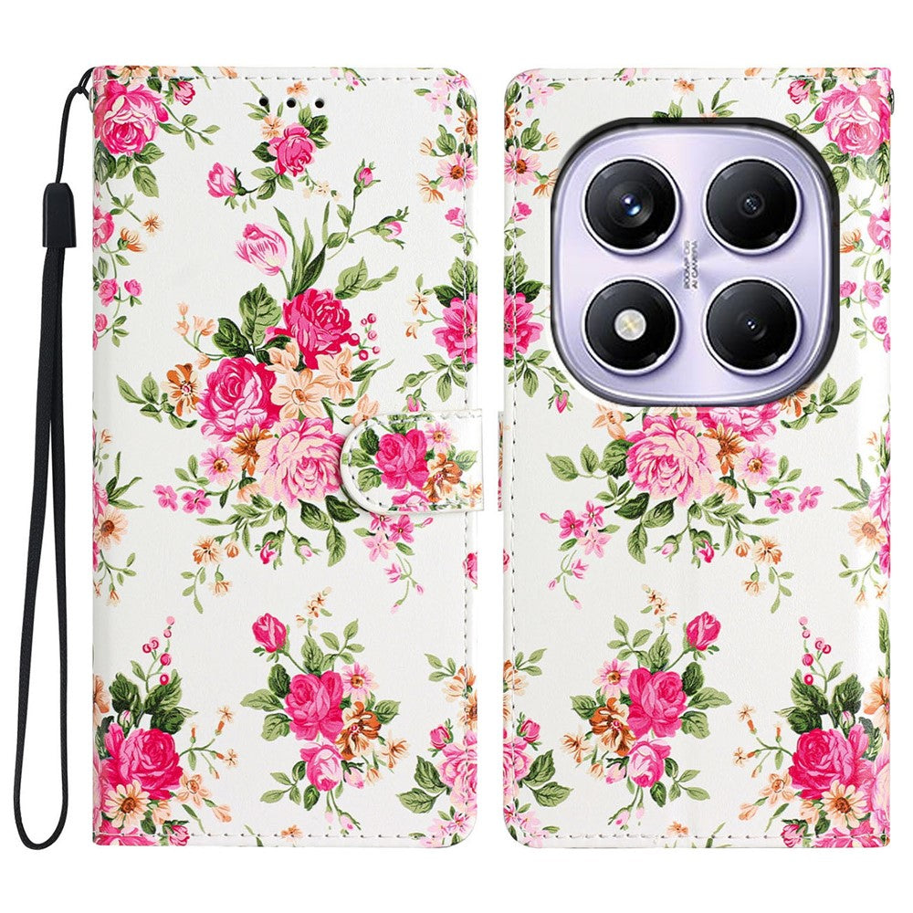 For Xiaomi Redmi Note 14 Pro 4G Wallet Case PU Leather Pattern Printing Stand Phone Cover with Strap