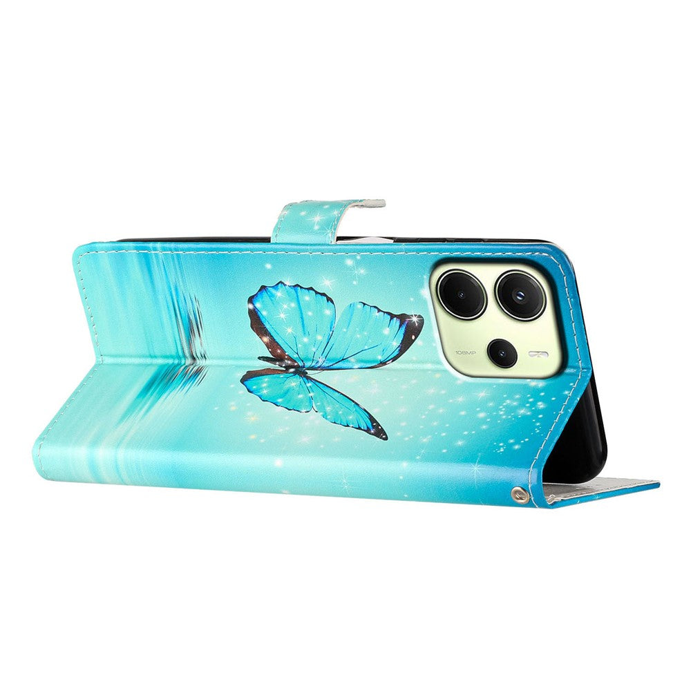 For Xiaomi Redmi Note 14 4G (163.25mm) Wallet Case PU Leather Pattern Printing Stand Phone Cover with Strap