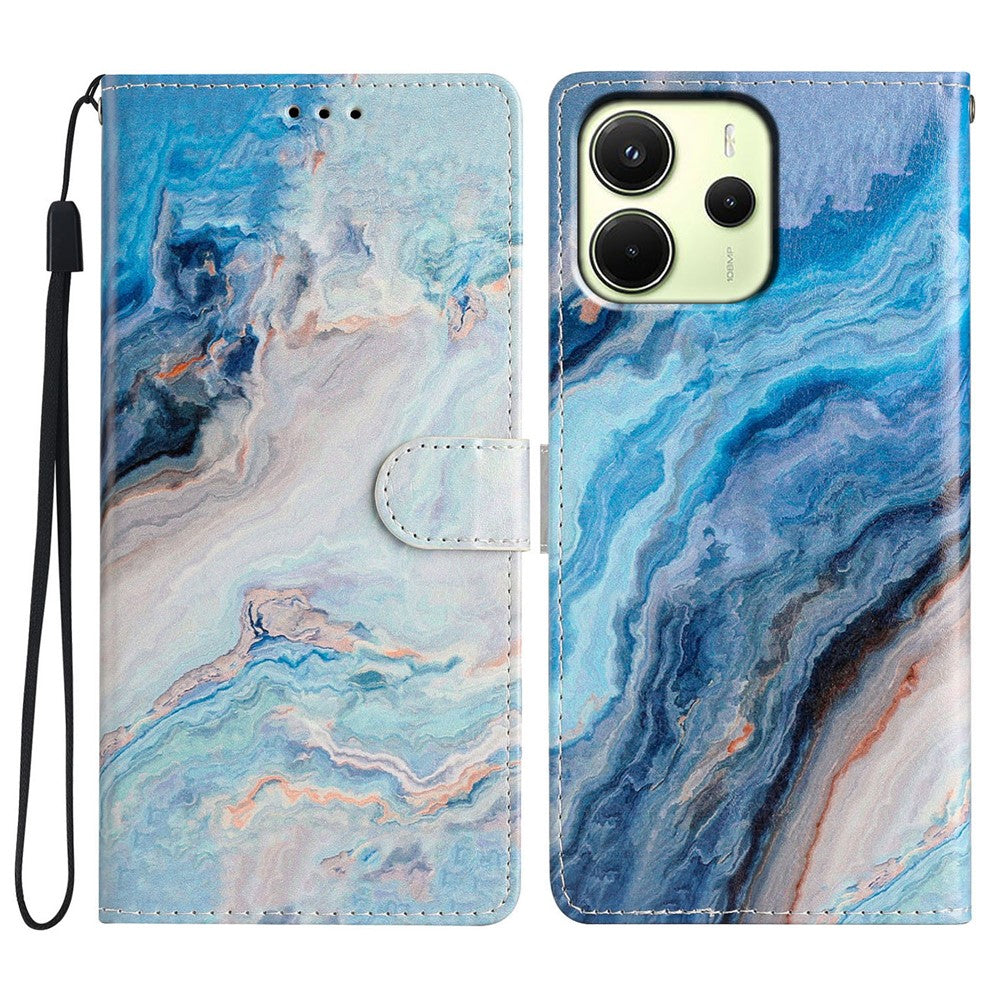 For Xiaomi Redmi Note 14 4G (163.25mm) Wallet Case PU Leather Pattern Printing Stand Phone Cover with Strap