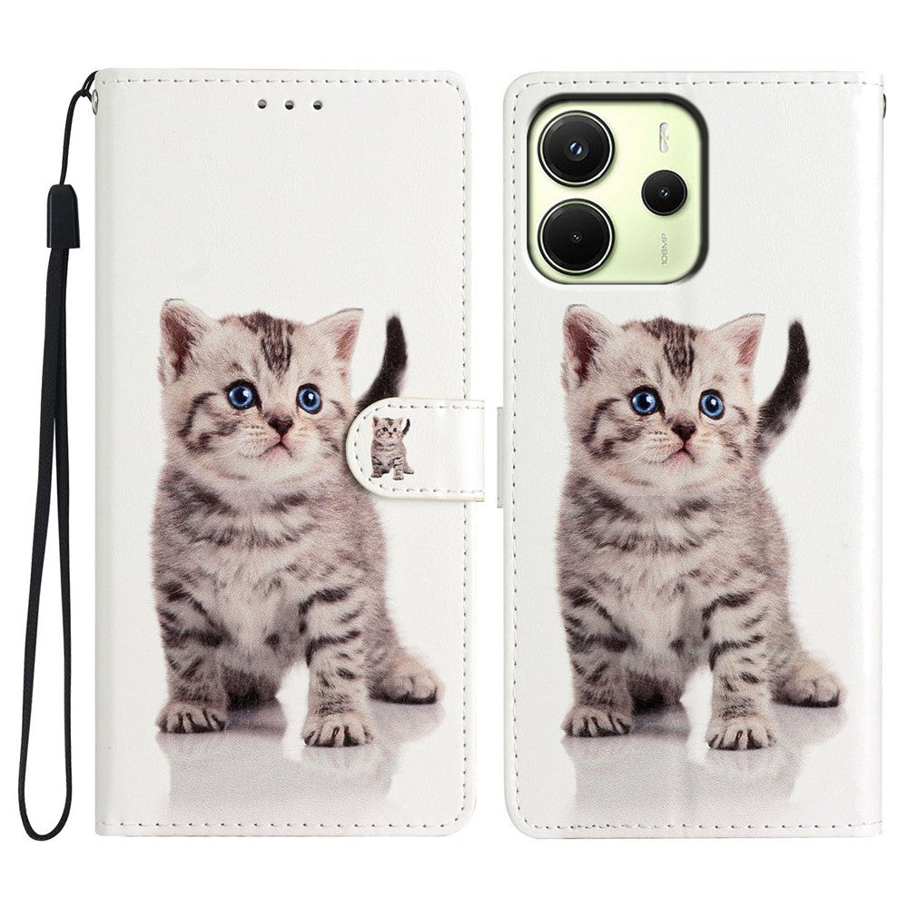 For Xiaomi Redmi Note 14 4G (163.25mm) Wallet Case PU Leather Pattern Printing Stand Phone Cover with Strap