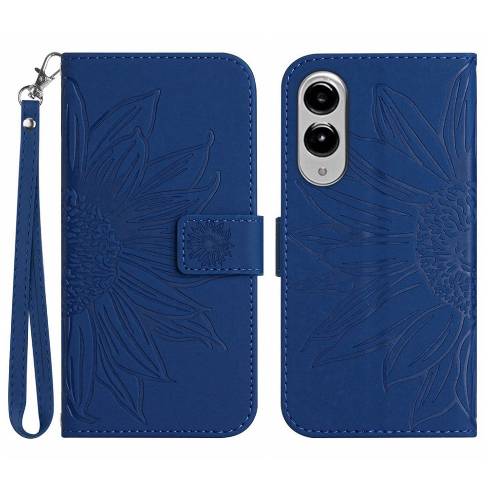 Galaxy S25 Edge Wallet-Hülle – Sonnenblume aufgedruckt, mit Ständer & Riemen