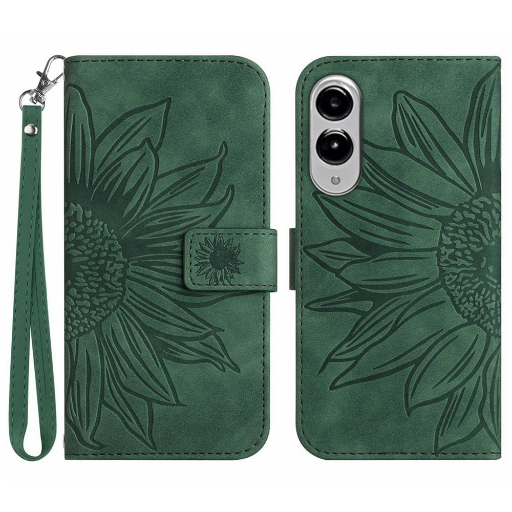 Galaxy S25 Edge Wallet-Hülle – Sonnenblume aufgedruckt, mit Ständer & Riemen