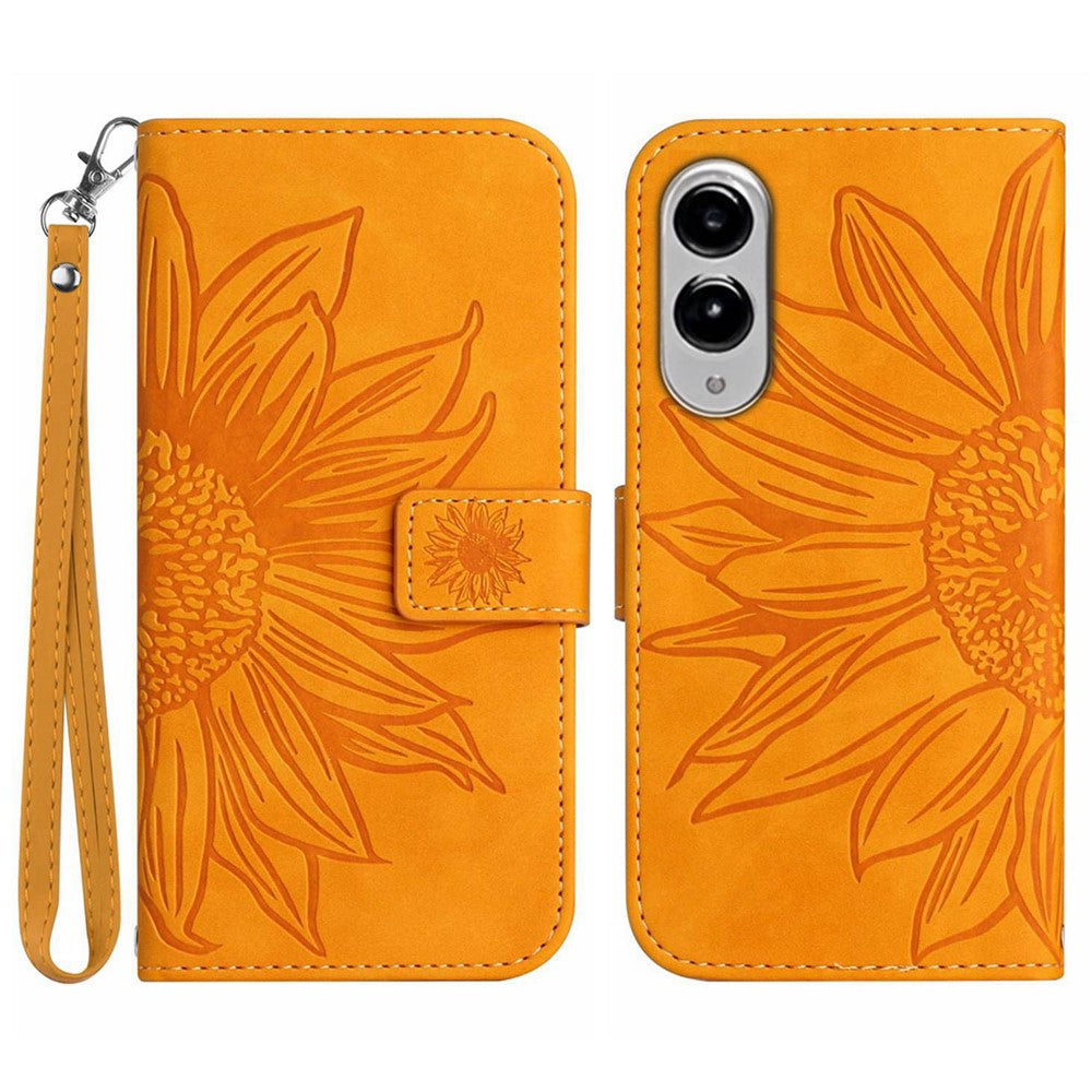 Galaxy S25 Edge Wallet-Hülle – Sonnenblume aufgedruckt, mit Ständer & Riemen