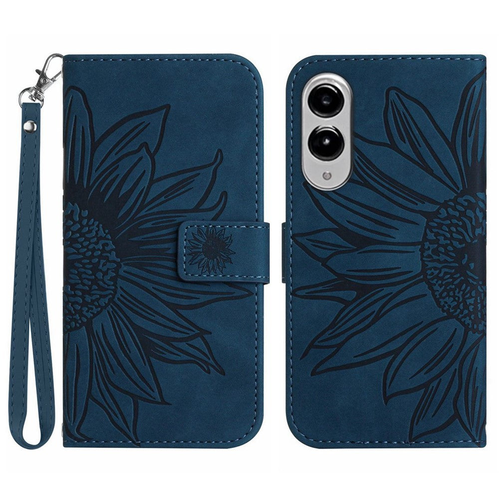Galaxy S25 Edge Wallet-Hülle – Sonnenblume aufgedruckt, mit Ständer & Riemen