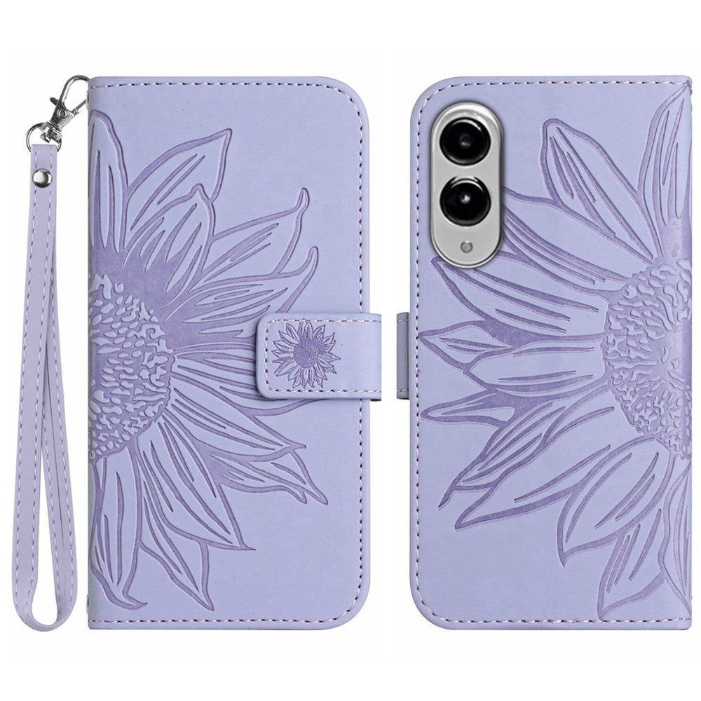 Galaxy S25 Edge Wallet-Hülle – Sonnenblume aufgedruckt, mit Ständer & Riemen