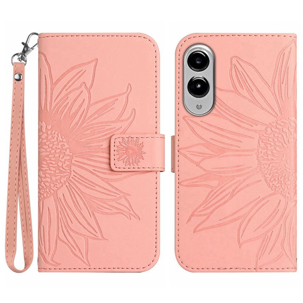 Galaxy S25 Edge Wallet-Hülle – Sonnenblume aufgedruckt, mit Ständer & Riemen