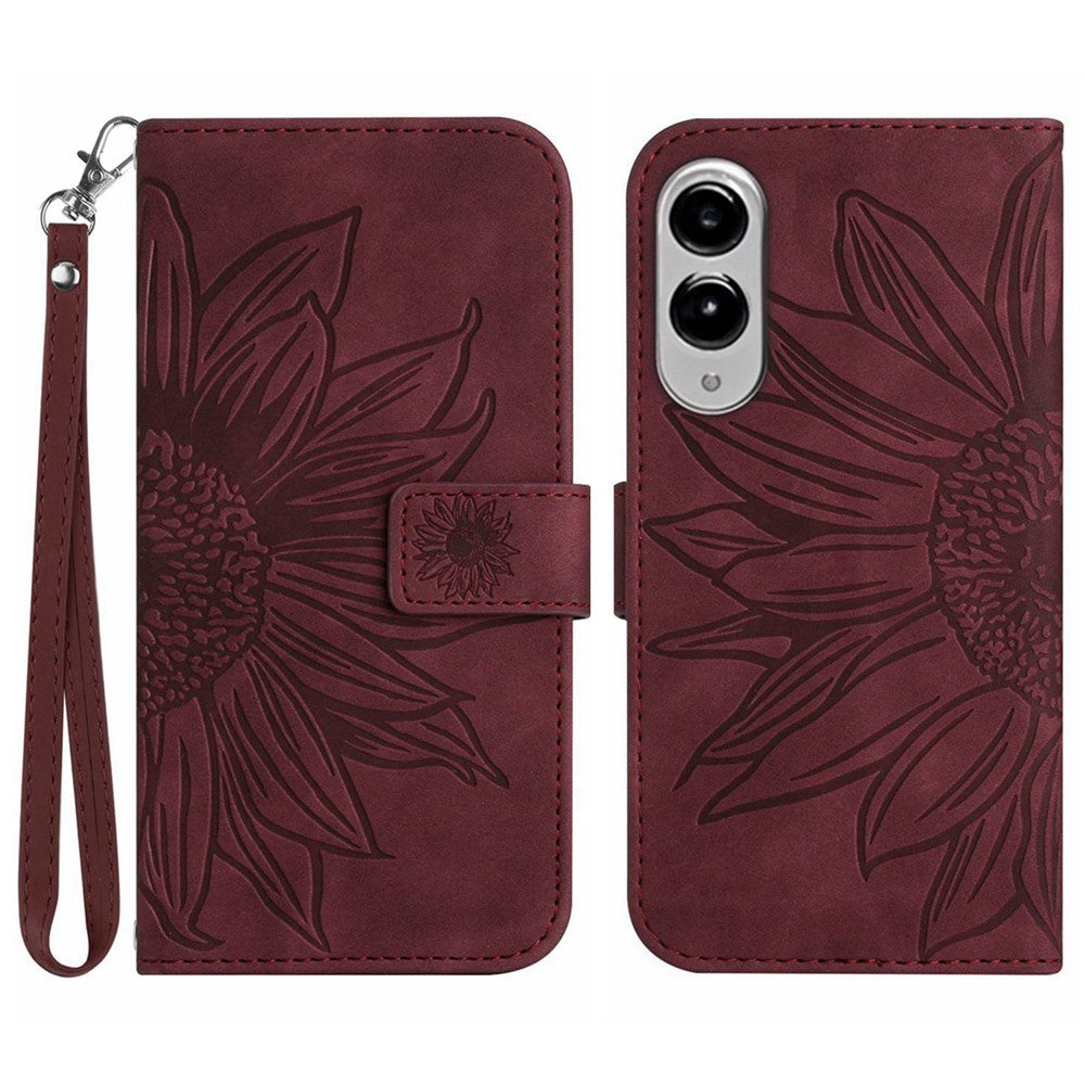 Galaxy S25 Edge Wallet-Hülle – Sonnenblume aufgedruckt, mit Ständer & Riemen