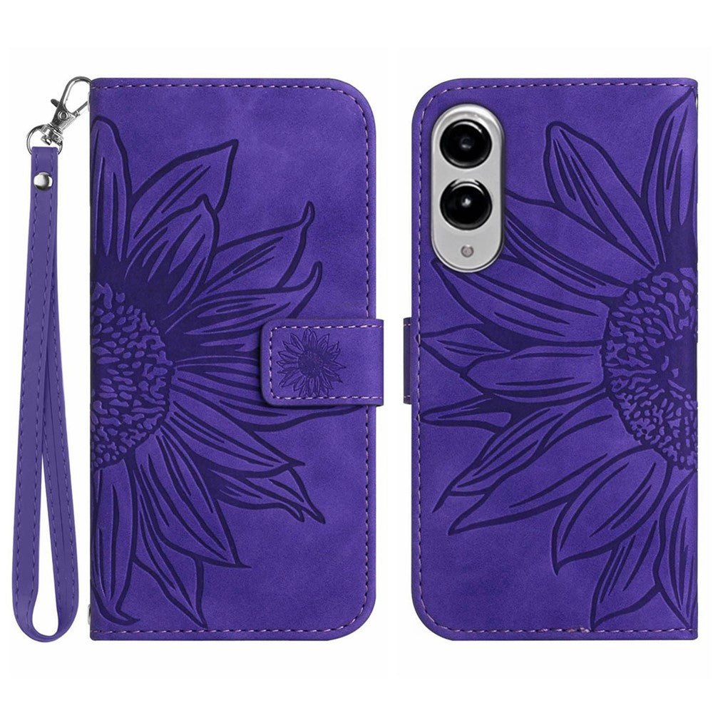 Galaxy S25 Edge Wallet-Hülle – Sonnenblume aufgedruckt, mit Ständer & Riemen