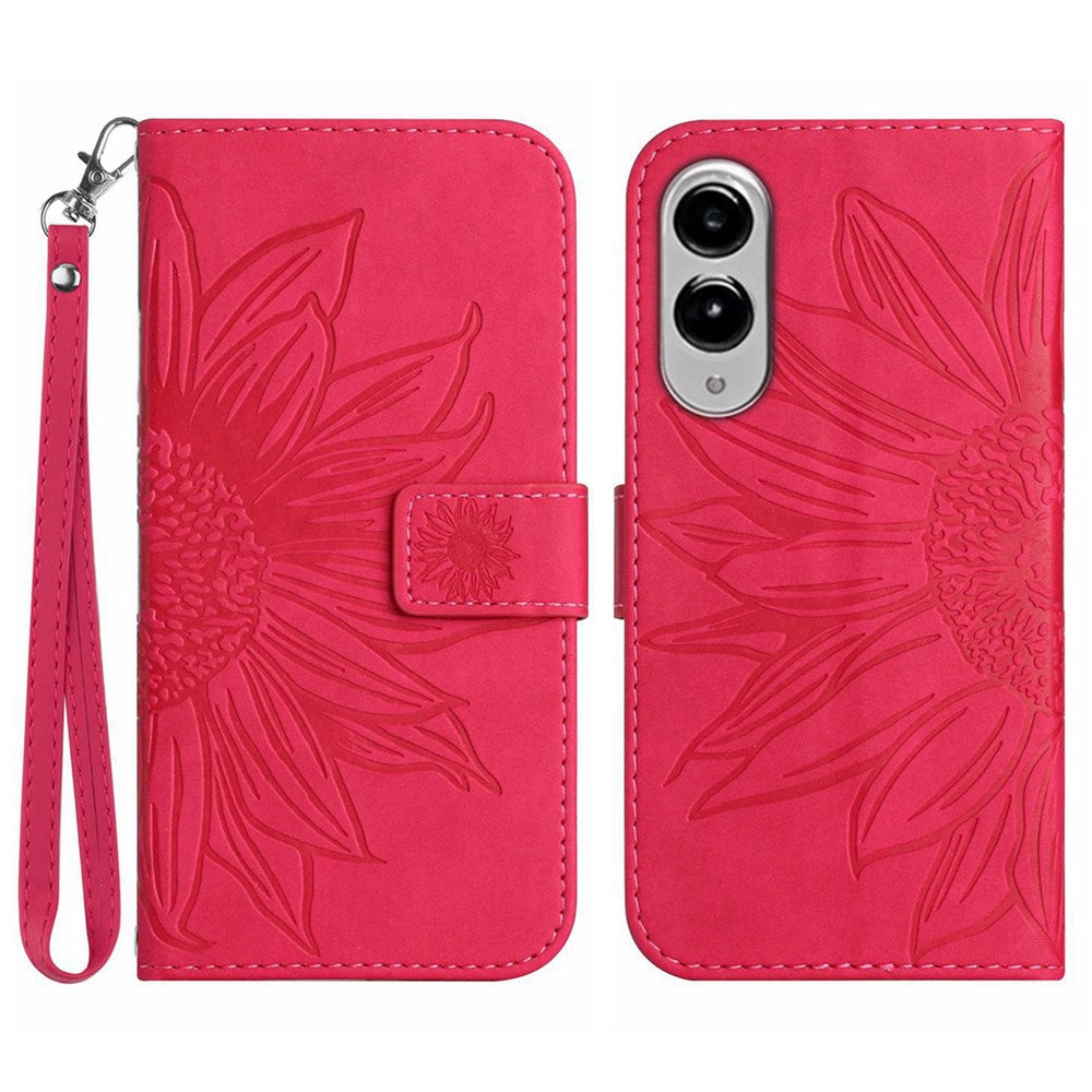 Galaxy S25 Edge Wallet-Hülle – Sonnenblume aufgedruckt, mit Ständer & Riemen