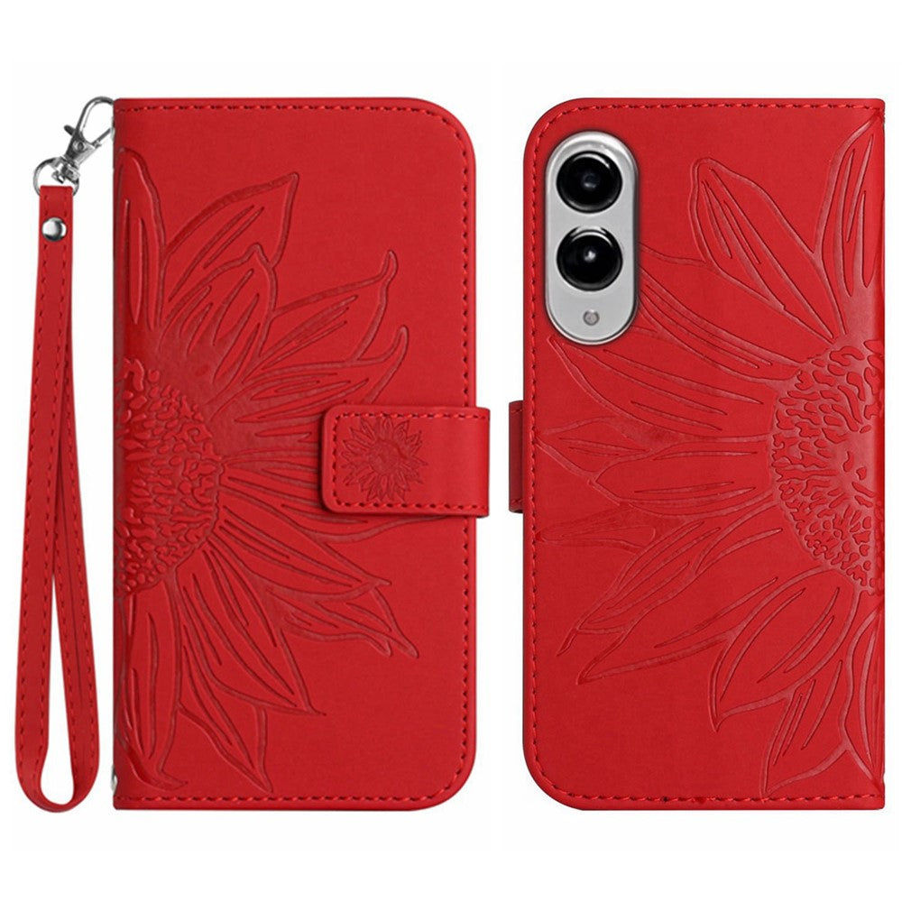 Galaxy S25 Edge Wallet-Hülle – Sonnenblume aufgedruckt, mit Ständer & Riemen