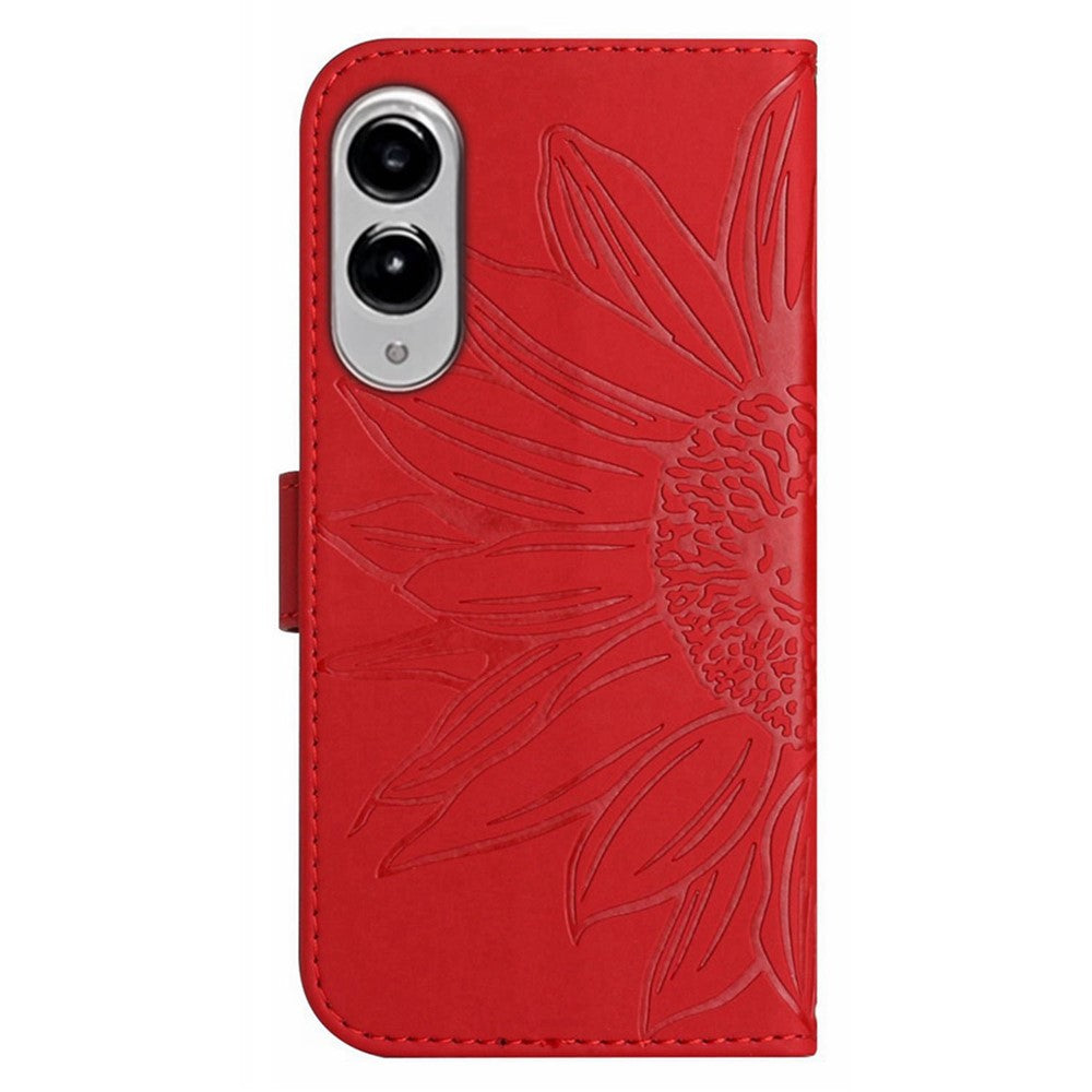 Galaxy S25 Edge Wallet-Hülle – Sonnenblume aufgedruckt, mit Ständer & Riemen