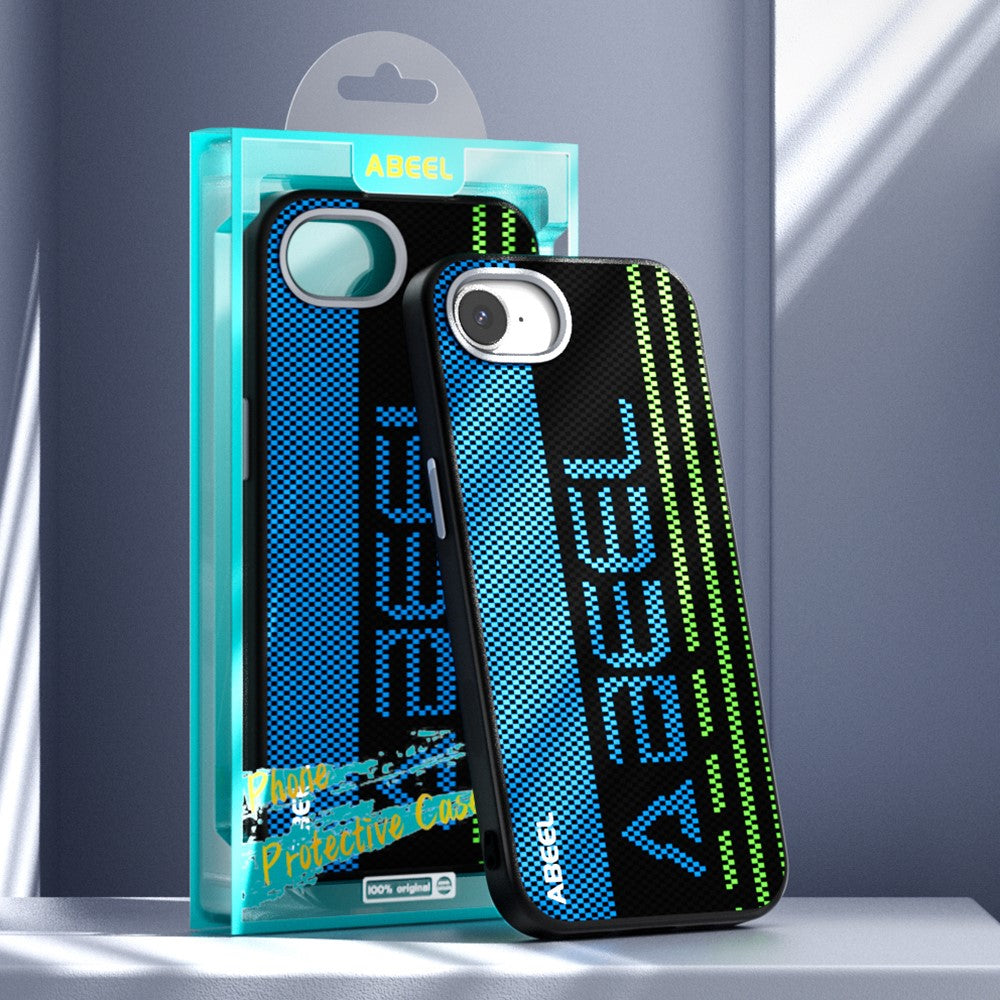 ABEEL For iPhone 17e / 16e Case Compatible with MagSafe Micro-Embossing 6D Printed PC TPU Aluminum Alloy Leather Phone Cover