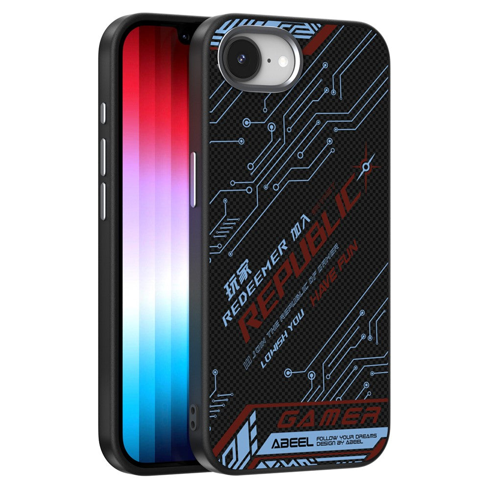 ABEEL For iPhone 17e / 16e Case Compatible with MagSafe Micro-Embossing 6D Printed PC TPU Aluminum Alloy Leather Phone Cover
