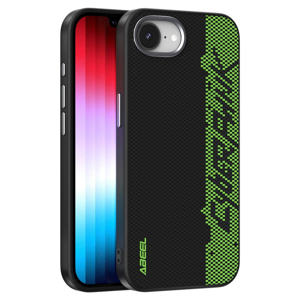 ABEEL For iPhone 17e / 16e Case Compatible with MagSafe Micro-Embossing 6D Printed PC TPU Aluminum Alloy Leather Phone Cover