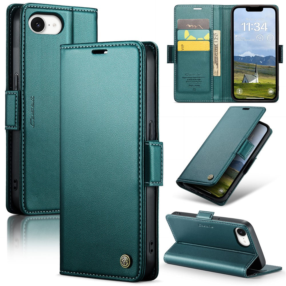 iPhone 16e Glänzende Wallet-Hülle – RFID-Schutz & Ständer