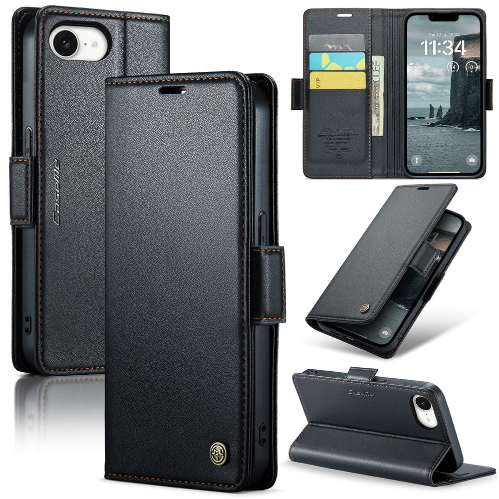 iPhone 16e Glänzende Wallet-Hülle – RFID-Schutz & Ständer