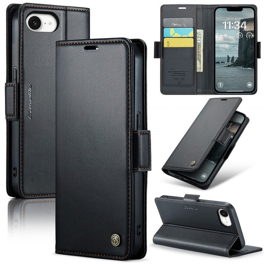iPhone 16e Glänzende Wallet-Hülle – RFID-Schutz & Ständer