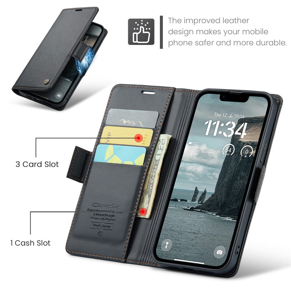 iPhone 16e Glänzende Wallet-Hülle – RFID-Schutz & Ständer