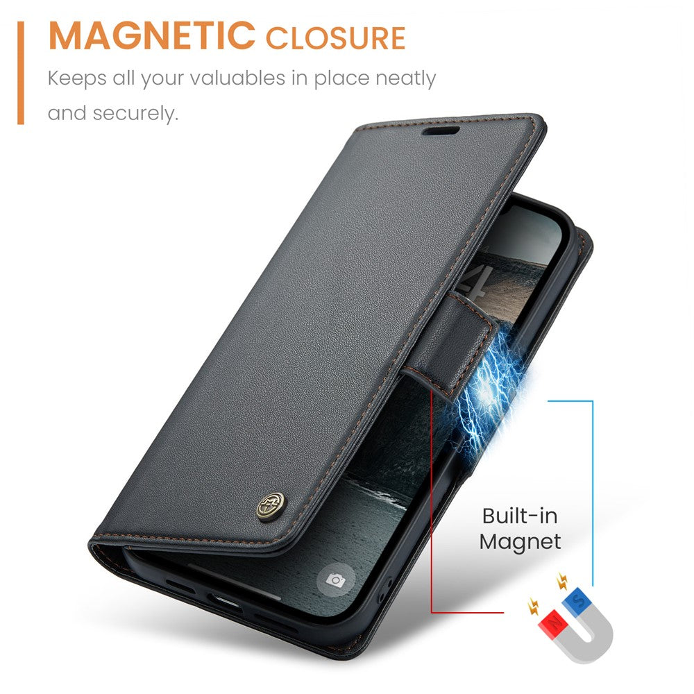 iPhone 16e Glänzende Wallet-Hülle – RFID-Schutz & Ständer