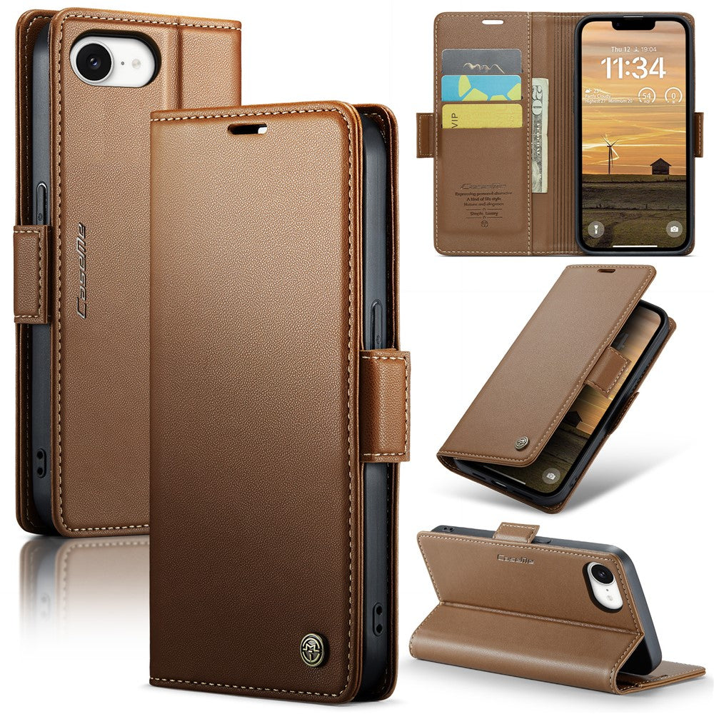 iPhone 16e Glänzende Wallet-Hülle – RFID-Schutz & Ständer