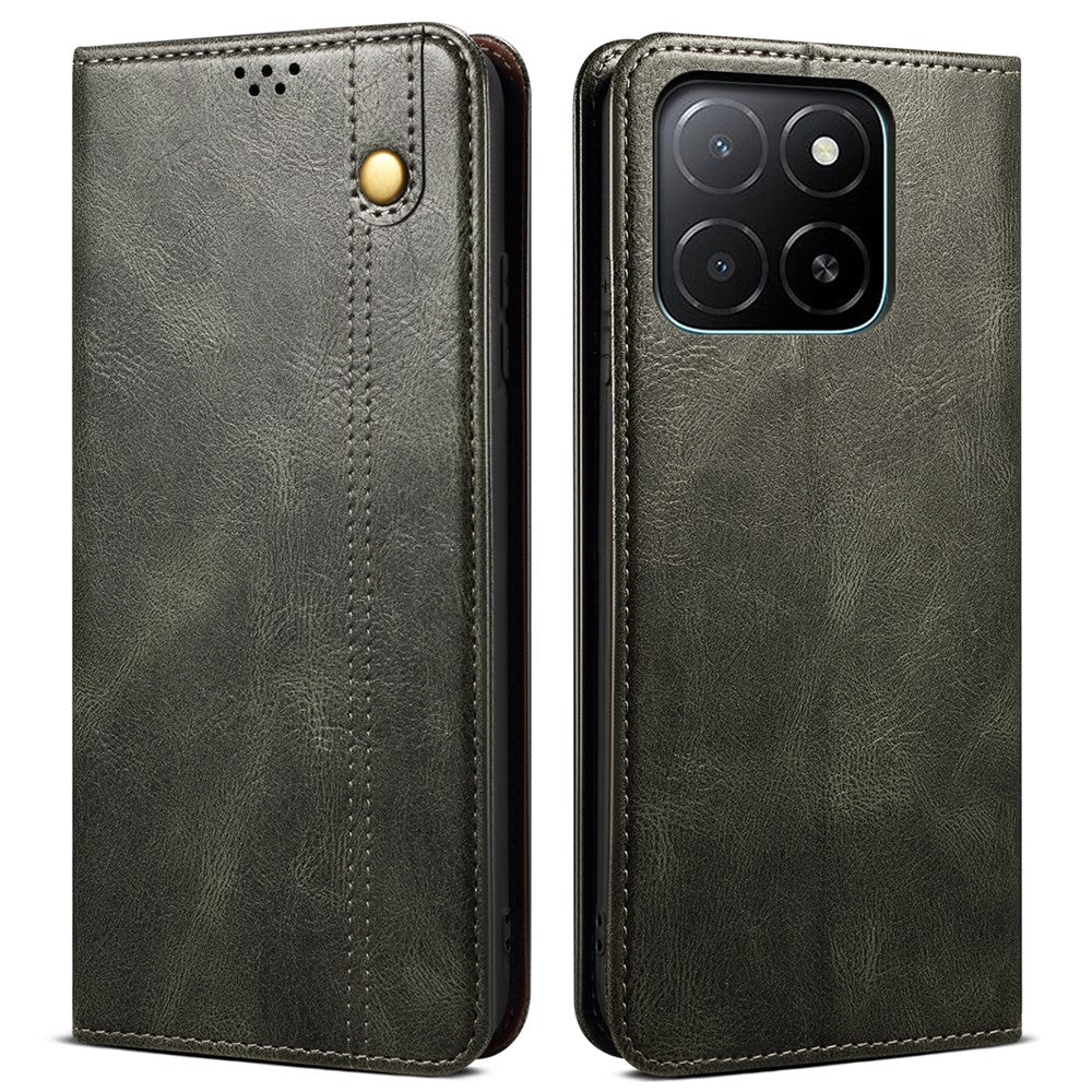 For Honor X8c 4G Case Crazy Horse Texture Waxy Leather Wallet Stand Phone Cover