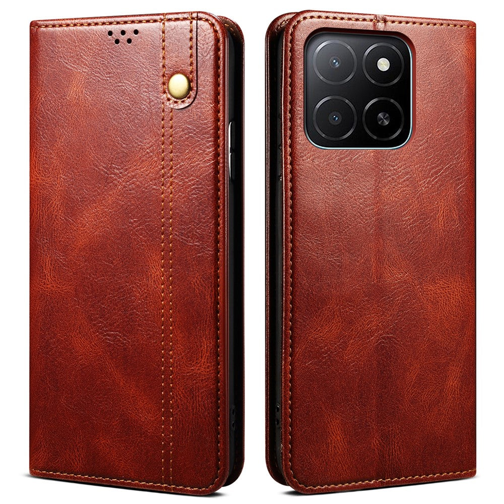 For Honor X8c 4G Case Crazy Horse Texture Waxy Leather Wallet Stand Phone Cover