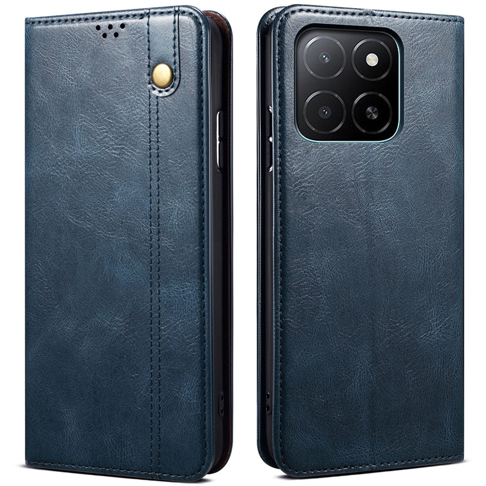 For Honor X8c 4G Case Crazy Horse Texture Waxy Leather Wallet Stand Phone Cover