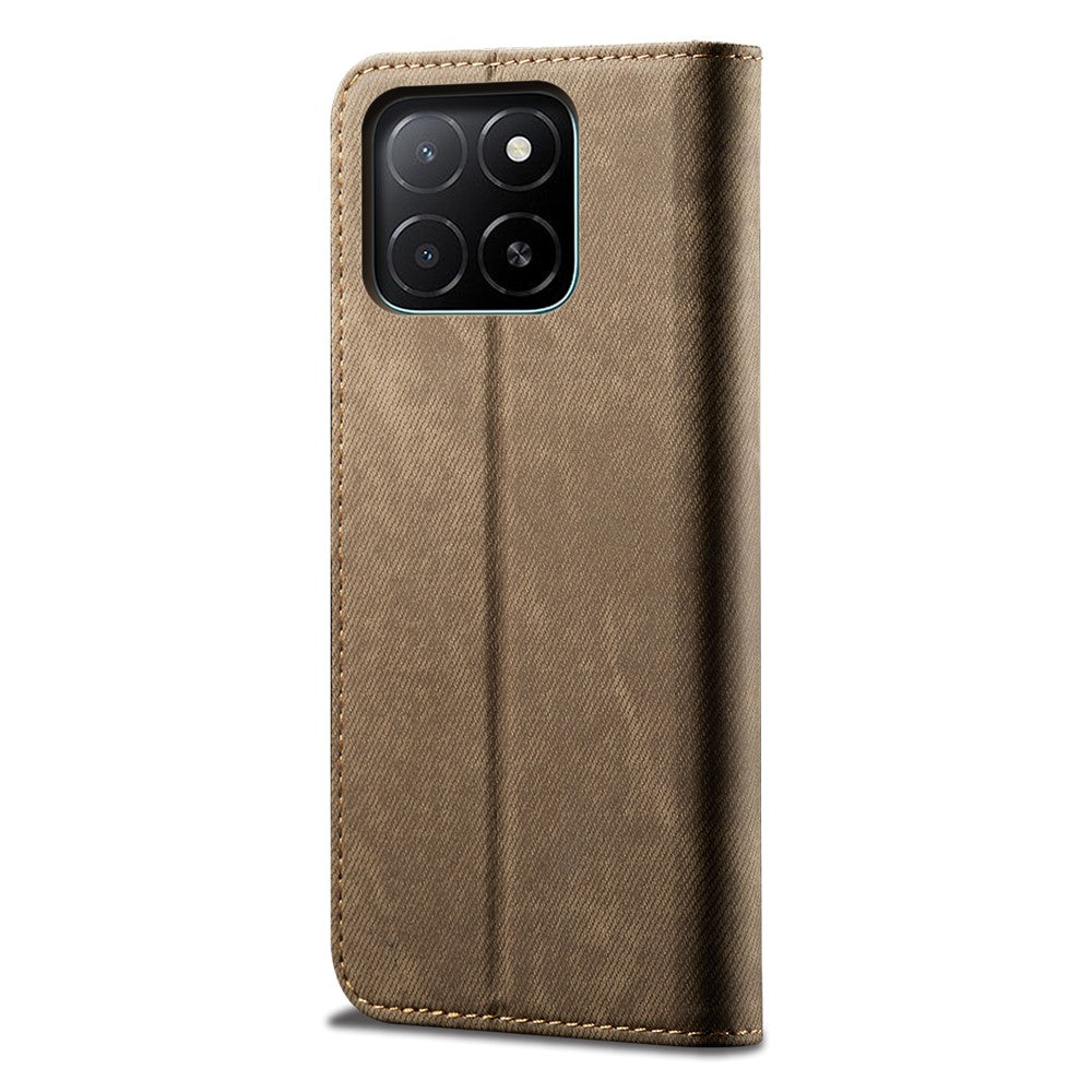 For Honor X8c 4G Case Jeans Cloth Texture Anti-Scratch Leather Stand Phone Cover