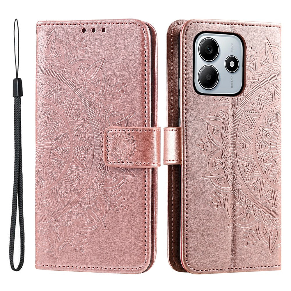 For Xiaomi Redmi Note 14 4G (164.84mm) Stand Case Imprinted Totem PU Leather Wallet Phone Cover
