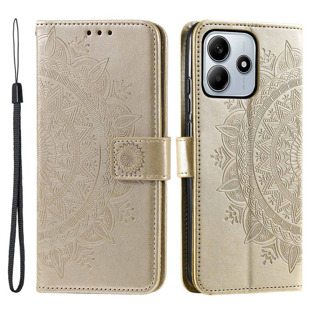 For Xiaomi Redmi Note 14 4G (164.84mm) Stand Case Imprinted Totem PU Leather Wallet Phone Cover