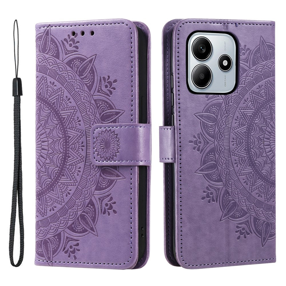 For Xiaomi Redmi Note 14 4G (164.84mm) Stand Case Imprinted Totem PU Leather Wallet Phone Cover