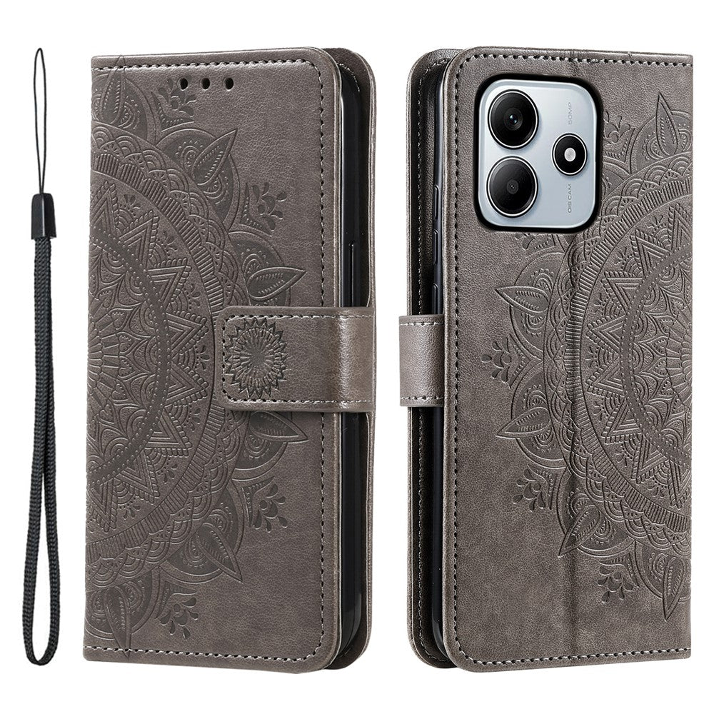 For Xiaomi Redmi Note 14 4G (164.84mm) Stand Case Imprinted Totem PU Leather Wallet Phone Cover