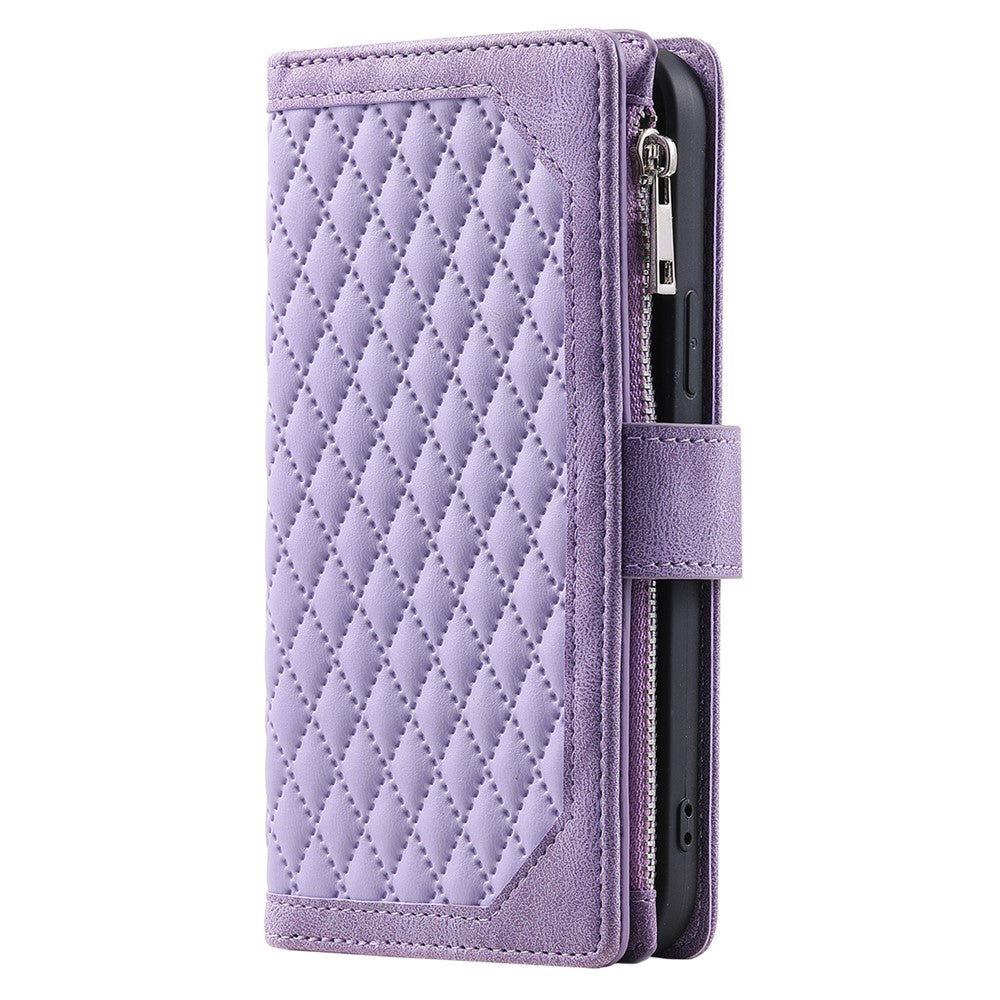 Style 005 For Xiaomi Redmi Note 14 4G (164.84mm) Wallet Case Rhombus Stitching Line PU Leather Phone Cover