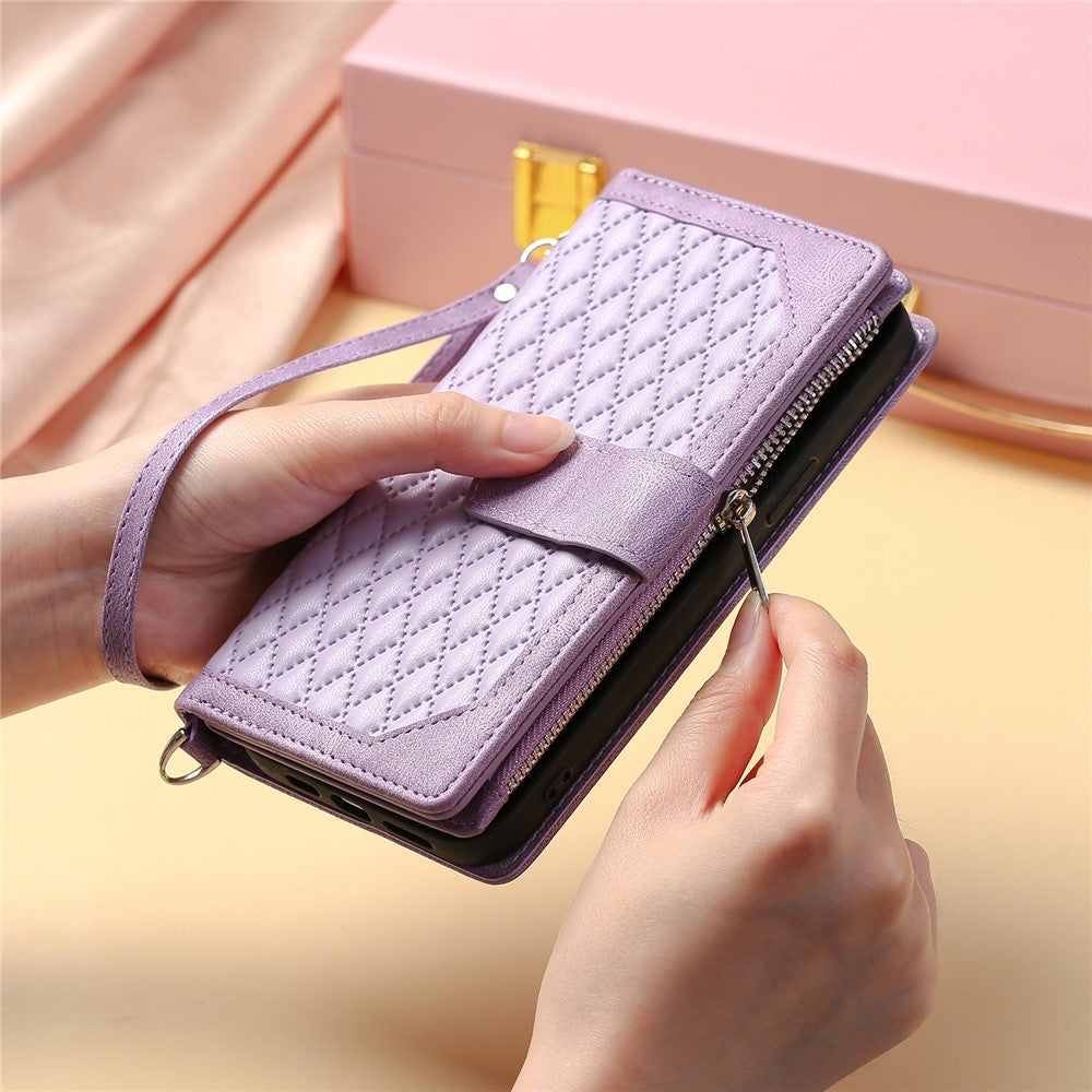 Style 005 For Xiaomi Redmi Note 14 Pro 4G Wallet Case Rhombus Stitching Line PU Leather Phone Cover