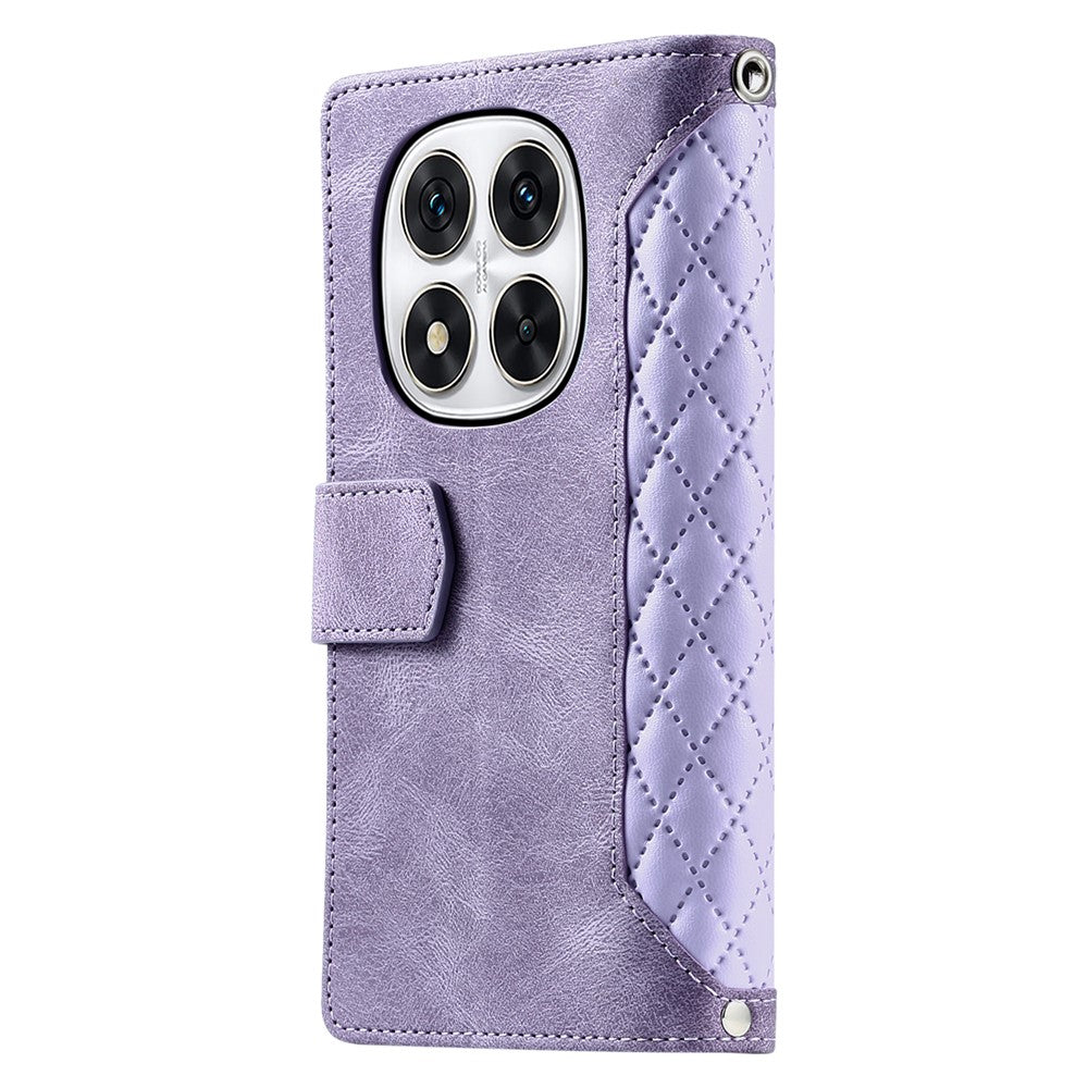Style 005 For Xiaomi Redmi Note 14 Pro 4G Wallet Case Rhombus Stitching Line PU Leather Phone Cover