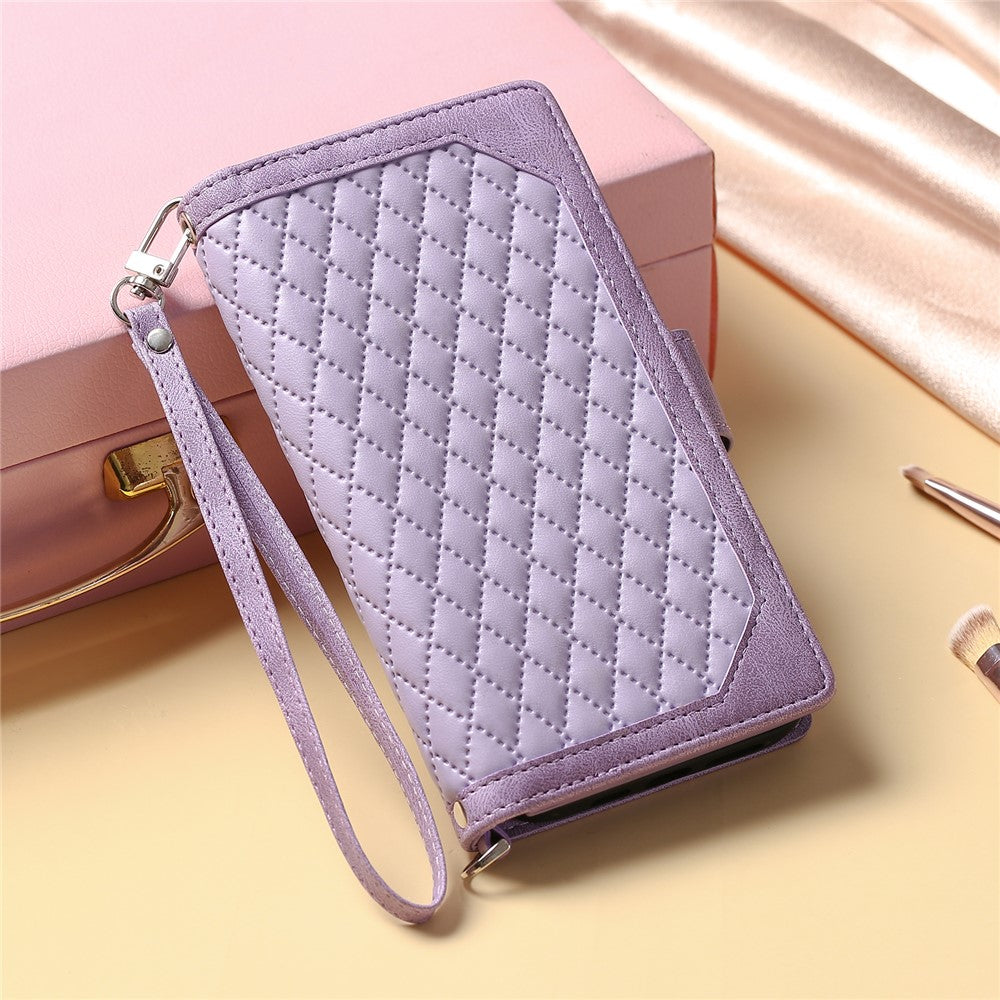 Style 005 For Xiaomi Redmi Note 14 Pro 4G Wallet Case Rhombus Stitching Line PU Leather Phone Cover