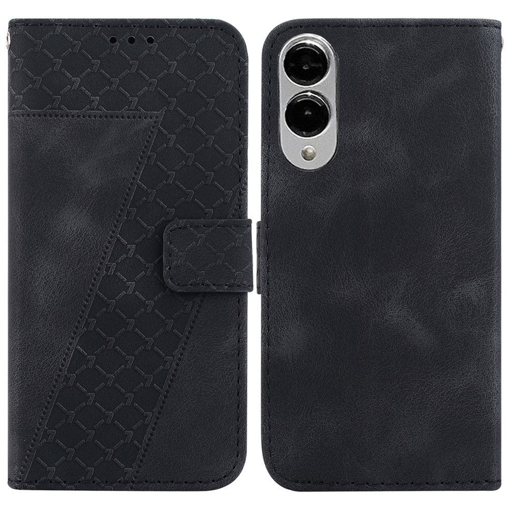 Galaxy S25 Edge Leder-Wallet-Hülle – Mit Prägung & Ständer