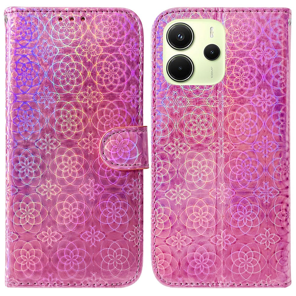 For Xiaomi Redmi Note 14 4G (163.25mm) Stand Case Dazzling Flower Leather Phone Cover