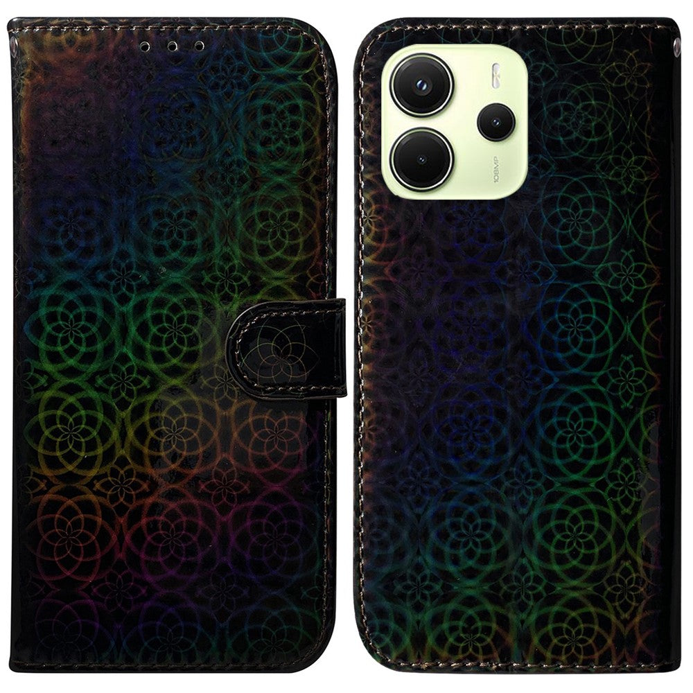 For Xiaomi Redmi Note 14 4G (163.25mm) Stand Case Dazzling Flower Leather Phone Cover