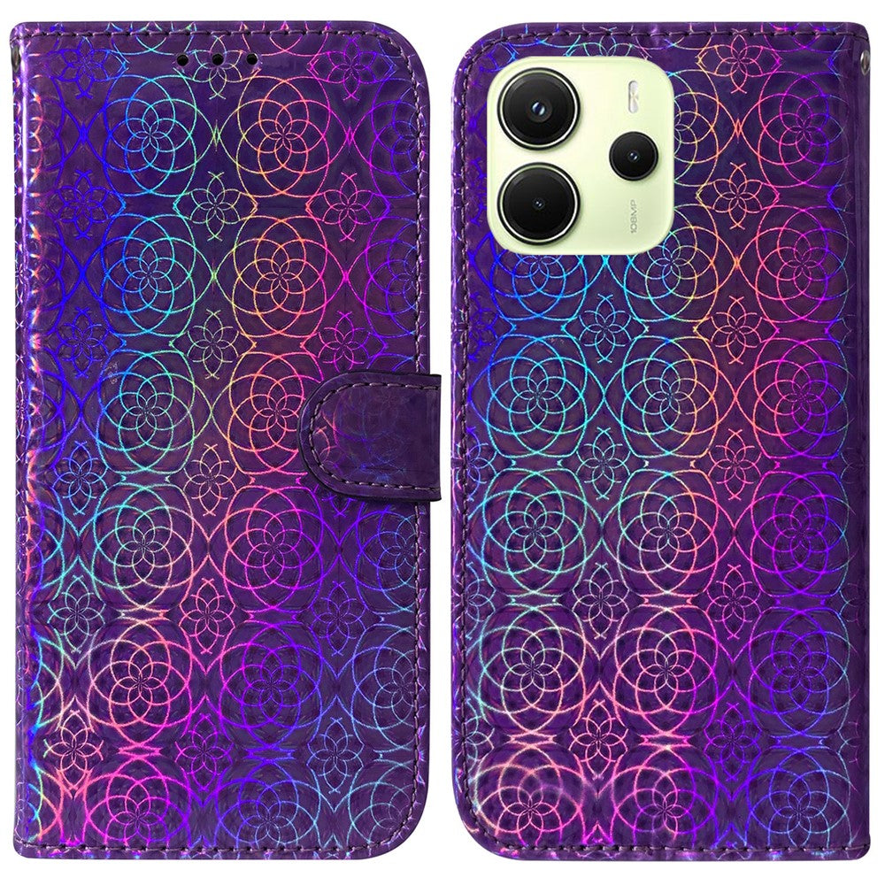 For Xiaomi Redmi Note 14 4G (163.25mm) Stand Case Dazzling Flower Leather Phone Cover